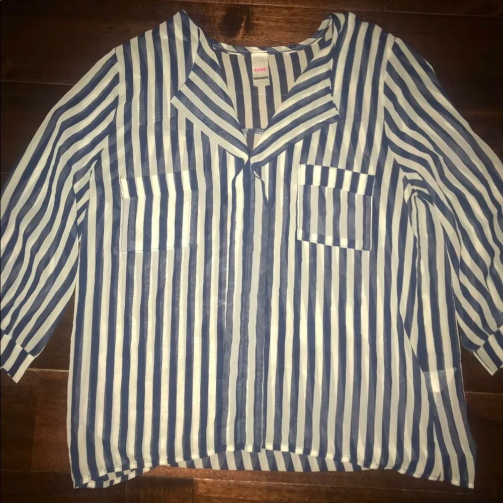 NEW Love Republic Blue/White Striped Blouse M